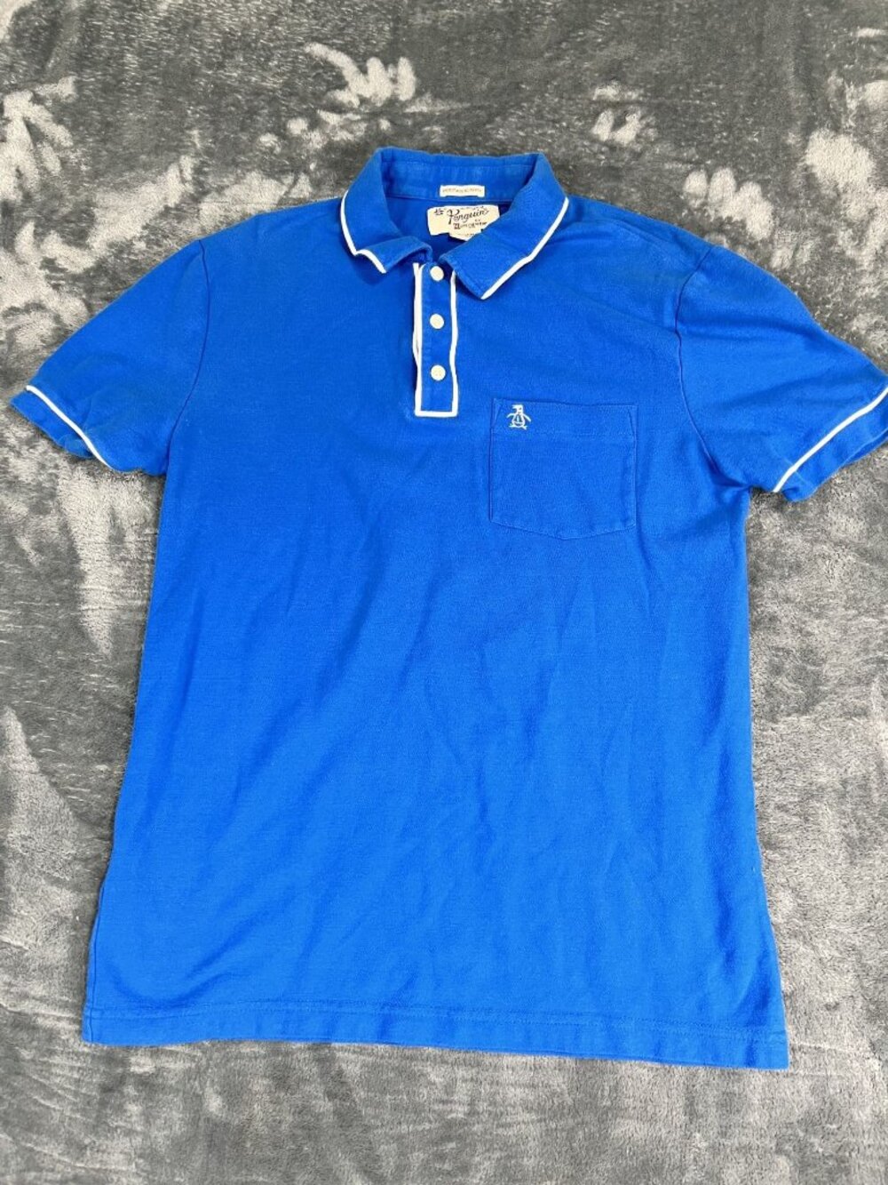 Original Penguin Mens Blue Heritage Slim Fit Polo Shirt M